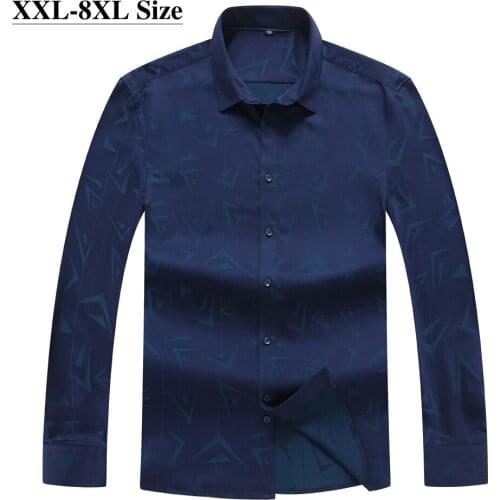 Plus Size 6XL 7XL 8XL Men Long Sleeve Shirt Autumn New 3 Colors High Quality Brand Business Casual Printed Shirt Male