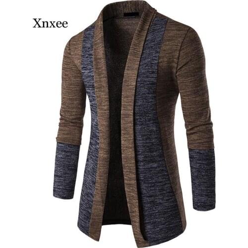 New Arrival Men Patchwork Sweater Fashion Pattern Design Korean Style Long Sleeve Male Cardigan Sweater Slim Fit Casual Sweater