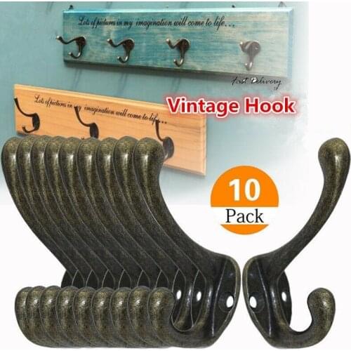 Wall Hook Mounted wall hook 10pcs Cast Iron Old Style Industrial Vintage Rustic Iron Coat Hooks