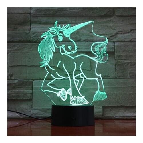 Unicorn Shape 3D Night Light 7 Changing Lamp Multi-colored Light 3D Hologram Illusion Table Lamp For Kids Novelty baby lamp1560