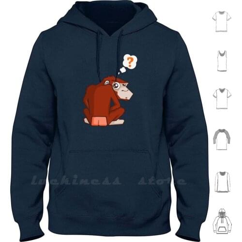 Monkey Wtf ? ? ? Hoodies Long Sleeve Animal Ape Fun Humor Monkey Spank Wanker Weird Geek Cartoon Love Cute