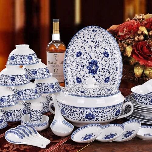 Authentic china dishes gifts tableware tableware Jingdezhen blue and white ceramic tableware bag mail