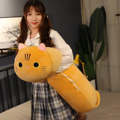 New 80/100cm Kawaii Baby Cat Pillow Sofa Cushion Kawaii Plush Toy Stuffed Cartoon Animal Doll for Kids Baby Girls Lovely Gift