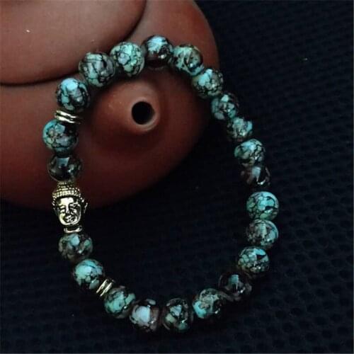 Hot Classic Gold Color Buddha Head Natural Stone Bracelets Men Multicolor Yoga Beaded Bracelet For Women Gift Jewelry Wholesale