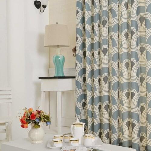 Simple and Modern European Pastoral Style Curtain Cotton and Linen Printing Balcony Living Room Bedroom Curtain Screen