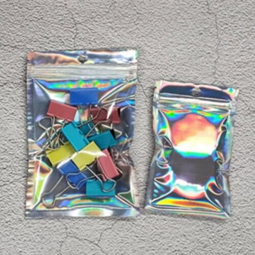 Rainbow Laser Ziplock Bag Pouches Cosmetic Makeup Packaging Jewelry Organizer Iridescent Hologram Self Sealing Gift Zipper Bags