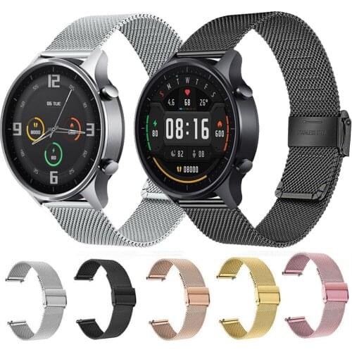22mm Watchband For Xiaomi Watch Color Strap Milanese Bracelet For Huami Amazfit GTR 2 2E 47mm Pace Stratos 2S 3 Metal Wristband