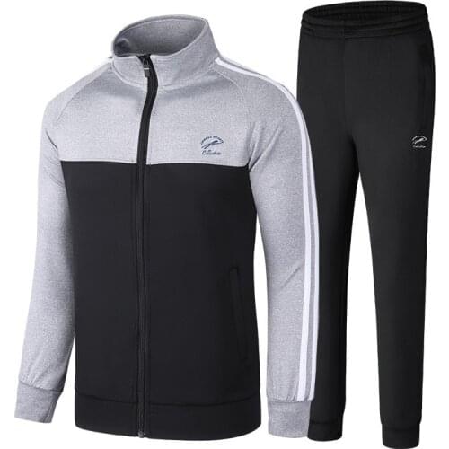 Spring Autumn Men Tracksuit Two Piece Running Sets Casual stand collar Jacket+Pants 2PCS Male Sportswear Sweatsuits men Clothing