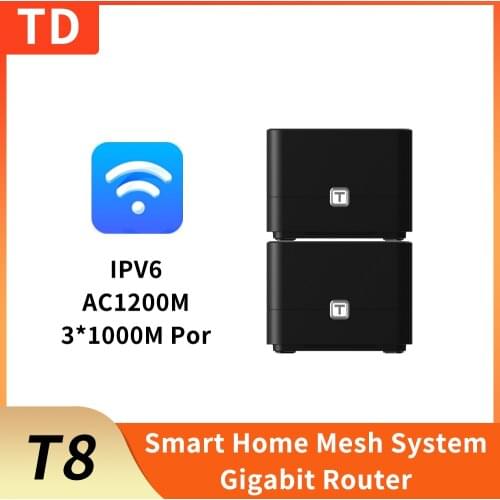 TOTOLINK T8 AC1200 Mesh Wifi Gigabit Router 2 Pack Wireless Repeater APP Remote Manage