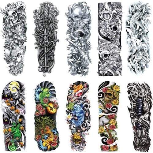 Wholesale Latest waterproof temporary tattoo Big QB Removable Full Arm body tattoos Man disposable tatuajes 200pcs free shipping
