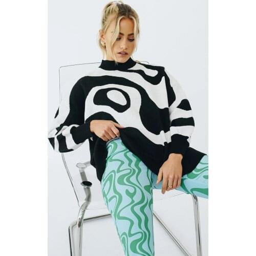 Knitted Vintage Pullovers Long Sleeve Striped Loose Casual Sweater Tops Fashion 2021 Autumn Winter Jumper Female Clothing