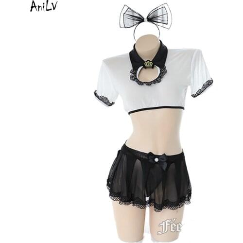 AniLV Women Lace Princess Crown Swimsuit Costume Summer Beach Girl Swimwear Uniform Set Pool Party Cosplay