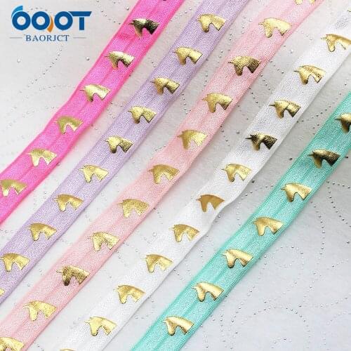 10yards 5/8''Cartoon bronzing Ribbon Elastic Foldover Elastics Stretch Hair Ties Headbands for Baby Girls Hair Bow E-20425-694