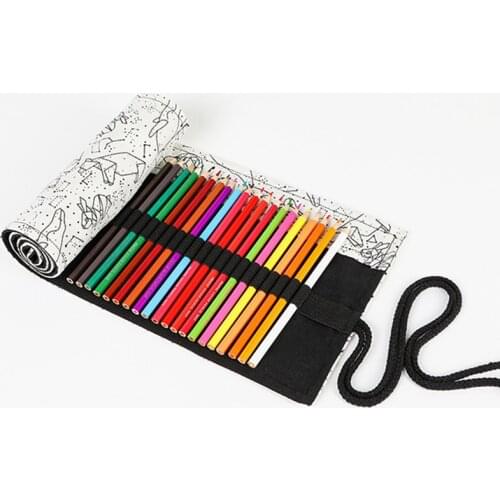 36/48/72 Holes Constellation print Canvas Roll Up Pencil Bag Pen Curtain Case Makeup Wrap Holder Storage Pouch School Supplies