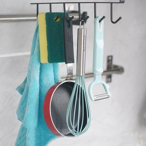 4pcs Hanging Rack Holders 6 Hooks Metal Under Shelf Cupboard Organizer
