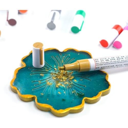 4 Pcs Waterproof Permanent DIY Metallic Paint Marker Pen for Car Tire Tread Rubber Metal Crystal Epoxy Resin Art Supply