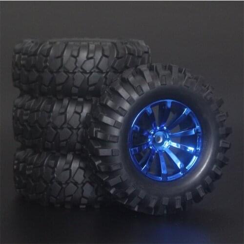 4x 1.9Inch 96mm Rubber Tires Plating Wheel Rims For D90 D110 SCX10 CC01 RC Rock Crawler Truck Climbing Off-Road Car