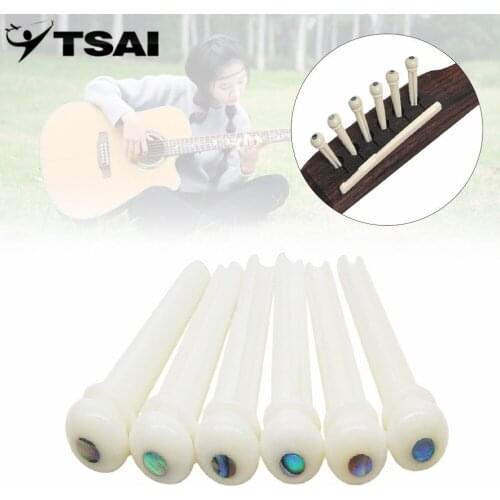 TSAI 6pcs Bridge Pins End Pegs Abalone Dot String End Peg Inlay Tool For Guitar Professional Replacement Acoustic Guitar Parts