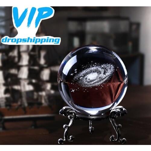 60mm 3D Laser Engraved Galaxy Glass Ball Crystal Miniatures Boy Gifts Sphere Home Decoration Accessories Globe Universe Present