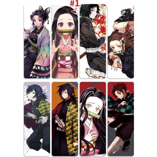 8pcs/set Anime Digital Colorful Printing Demon Slayer PVC Bookmarks Cards of Kimetsu No Yaiba Kamado Tanjirou