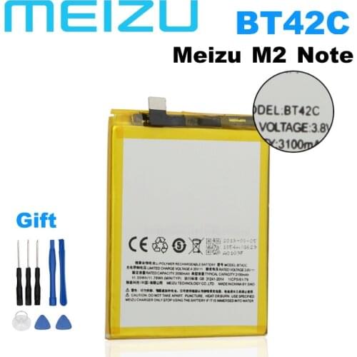 Meizu BT42C 3100mAh 100% Original Battery For Meizu M2 Note Phone Lastest Produce High Quality Battery+Free tools