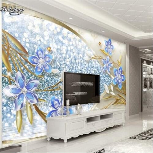 Beibehang 3d Stereo Beauty Diamond Floral Stereo Relief Backdrop Customized Large Mural Nonwovens Wallpaper papel de parede