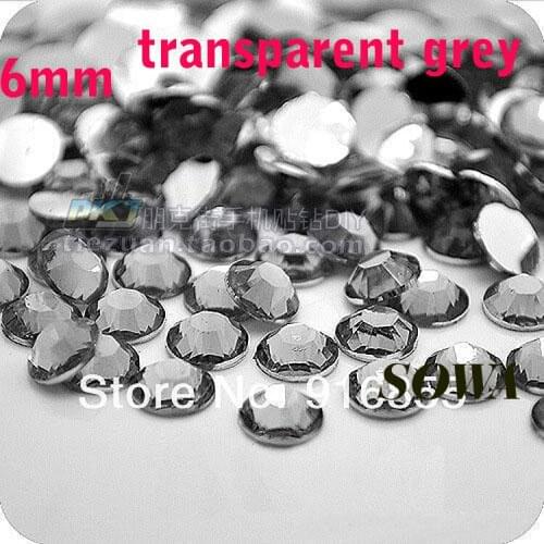 Free Shipping 500pcs/bag SS30 Size 6mm Transparent Grey Resin Flatback beads,Nail Art beads,DIY Wedding Decoration