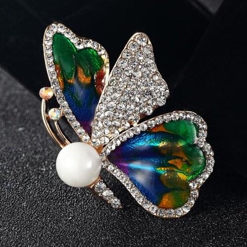 12pcs/lot Wholesale Enamel Butterfly Brooches Cheap Price Insect Pin Brooch Fashion Esmalte De unhas rhinestone Crystal Pins