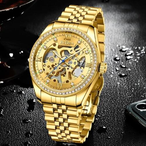 Hollow Hip Hop Mens Watches Automatic Mechanical 18K Gold Iced Out High-end AAA Watch Top Luxury Business Clocks Dropshipping