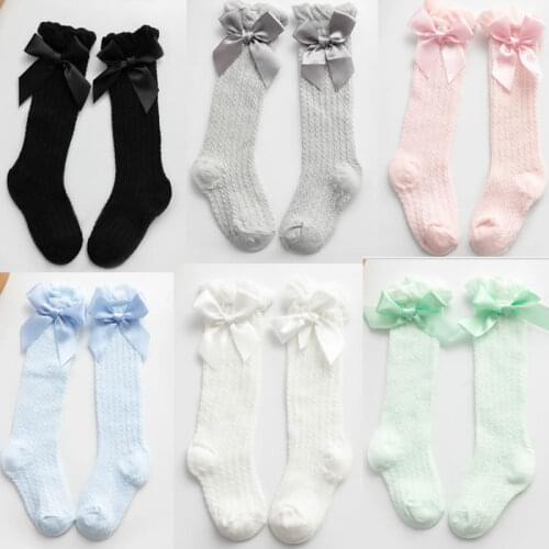 Childrens Socks Mesh Bow Baby Socking Summer Thin Anti-mosquito Socks Toddler Girls Princess Bowknet Striped Leg Warmers