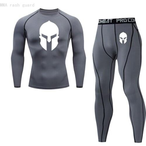 Fitness Suit Men Sports underwear Long sleeve top + pants 2-pc set Gym Tights Tracksuit For Men Sports Compression Underwear set