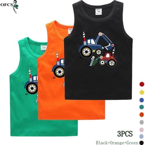Hot Cool Summer Kids Cotton T Shirts Boys Girls Cartoon Colorful Vests Clothes For 2-12Y Childrens Clothing Packaging Sales 3pc