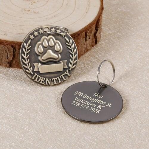 Custom Engraved Pet ID Tag for Dog Cat Stainless Steel Dogs Name Tags Personalized Anti-lost Nameplate Pet Accessories