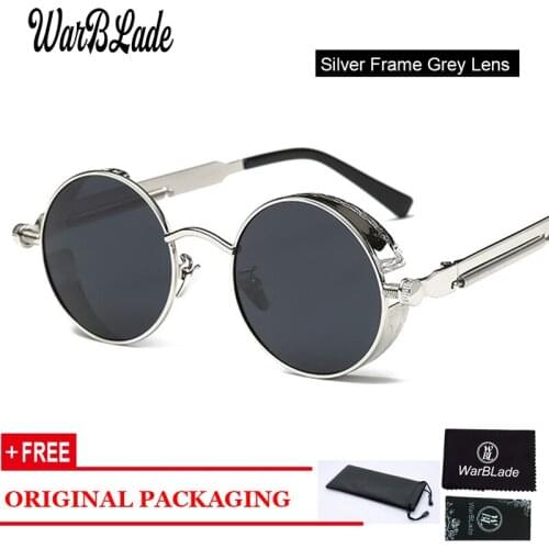 WarBLade 2019 New Hot Round Metal Sunglasses Steampunk Men Women Fashion Glasses Brand Designer Retro Vintage Sunglasses UV400