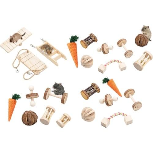 Natural Wooden Rabbits Toys Chew Toys Teeth Care Molar Toys for Guinea Pigs Rat Small Pet Molars Supplies Accessories