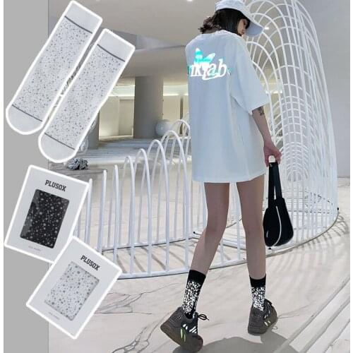 Womens Socks Fashion Full Of Star Reflective Long Stocks New Japanese Style Harajuku Street Skateboard Socks For Men And Women