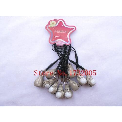 New 50 pcs Cartoon My Neighbor Totoro Pendant DIY Key Chains With Bell Bag Pendant Gifts Favors Free Shipping AA-36