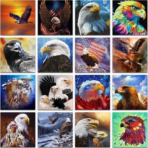 New 3D Diy Diamond Painting Eagle Diamond Embroidered Cross Embroidered Square Mosaic Animal Eagle Home Decoration Gift