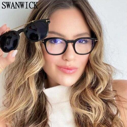 Swanwick magnetic clip square frame sunglasses polarized men TR90 blue light blocking glasses women high quality black UV400 hot
