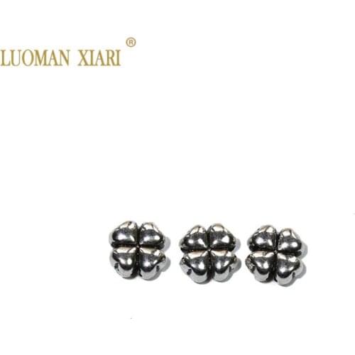 Wholesale 20/50 pcs Lot Vintage Silvery Alloy Spacer Beads Leaf Clover Beads Charms DIY For Jewelry Making Bracelet 7.5 mm