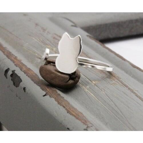 Cute pussy Adjustable Cat Ring Lovely Cat Tail Rings Simple Animal Kitty Rings for women Ladies Wedding lucky blessing jewelry