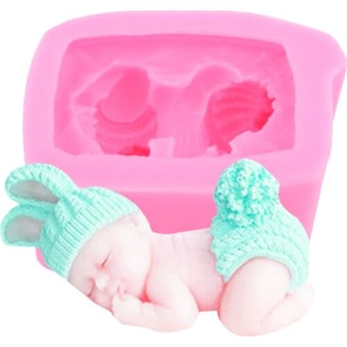 Sleeping baby candle silicone mold cake decoration mold baby handmade soap liquid mold aromatherapy plaster mold