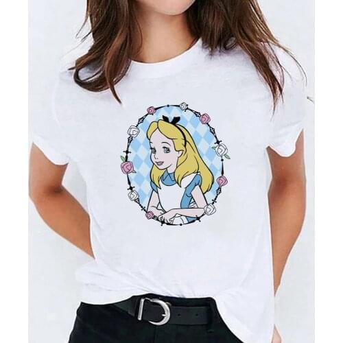 Disney Alice in Wonderland T Shirt Women Fashion Graphic Cute Tee Top Aesthetic Kawaii T-shirt Dropship