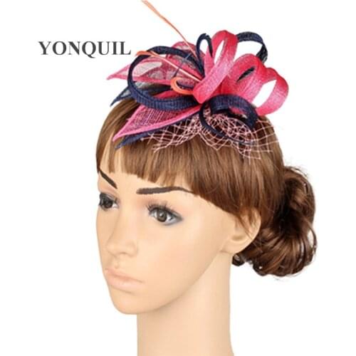 Sinamay Hair Fascinator Bride Wedding Hair Pin Accessories T-Platform Hat Party Headpiece Women Wedding Headdress Mesh Hat