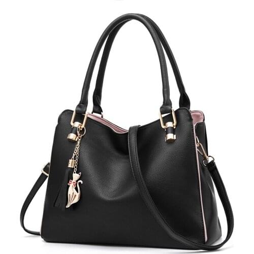 Belt Decoration Womens Handbags Female Shoulder Bags Luxury Cat Tassel Handle Bag Lady Crossbody Daily Pouch Pu Texture Handbag