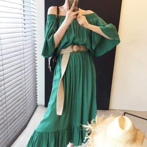 Womens Spring Summer Fashion Designer Sexy Elastic Slash Neck Off Shoulder Dress Female Chic Casual Loose Dress TB678