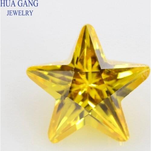 Golden Star Shape 5A Brilliant Cut CZ Stone Synthetic Gems Yellow Cubic Zirconia For Jewelry Size 2.5x2.5~12x12mm Free Shipping