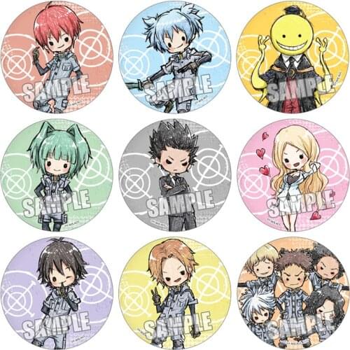 1pc 58mm Anime Assassination Classroom Karuma Tadaomi Okajima Taiga Round Iron badges Brooch Broche hat cloth deco