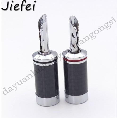 1Pcs New High Quality Hifi BFA Rhodium plated banana plug Carbon fiber audio speaker cable banana plug socket jack connector
