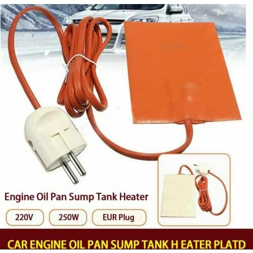 250W Silicone Car Heater Tank Engine Oil Pan Sump Tank Heater Fast Oil Heating Waterproof Engine Oil Tank Heating EU Plug
